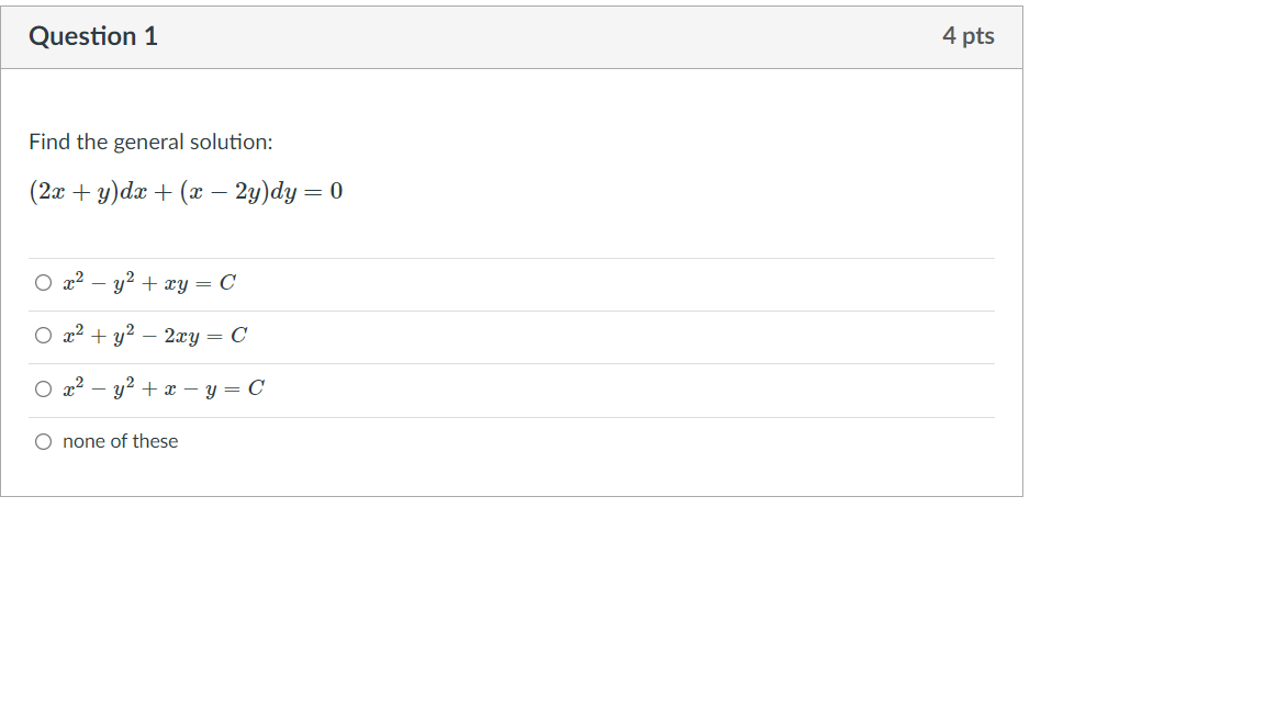 Solved Question 1 4 pts Find the general solution: | Chegg.com