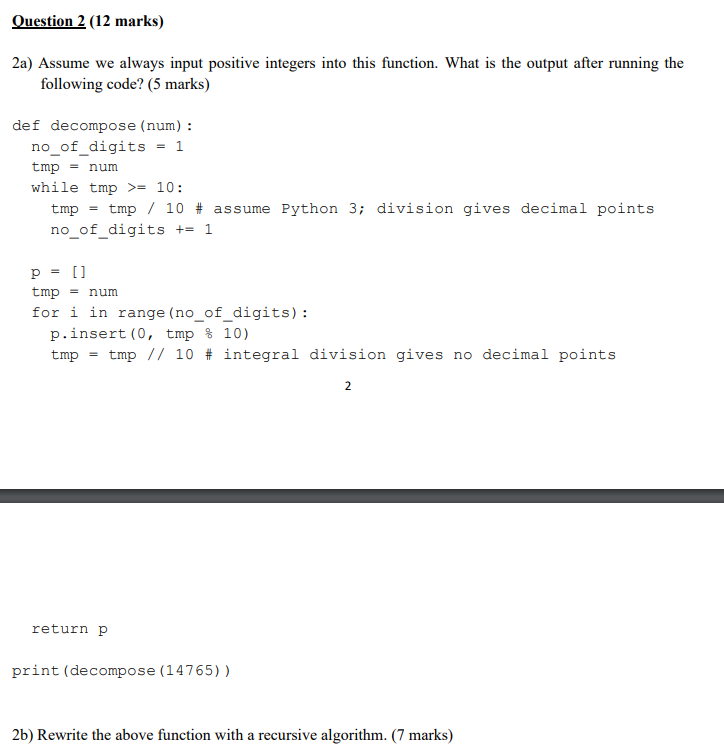 Solved 2a) Assume we always input positive integers into | Chegg.com
