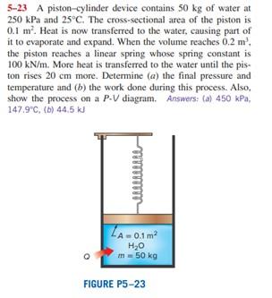 Solved 5-23 A piston-cylinder device contains 50 kg of water | Chegg.com