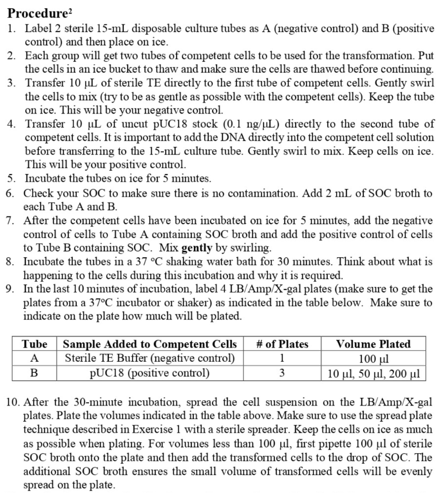 SOLVED: Competent cells are rendered permeable by a solution: calcium  chloride transformation. Competent cells must be kept on ice during cooling.