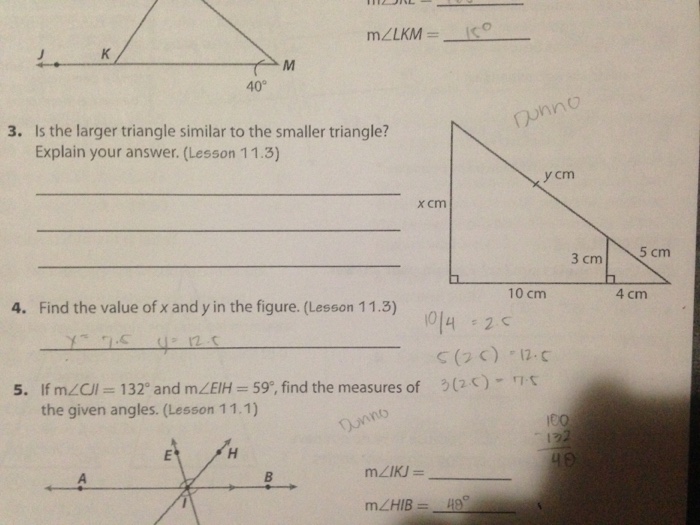 Solved mLLKM 400 3. Is the larger triangle similar to the | Chegg.com