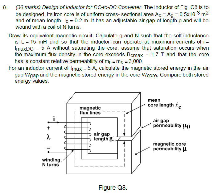 Solved 8. (30 marks) Design of Inductor for DC-to-DC | Chegg.com