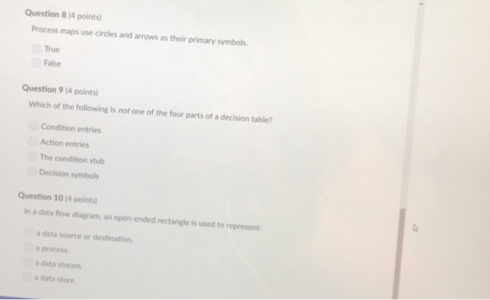 Solved Question 8 (4 points) Process maps use circles and | Chegg.com