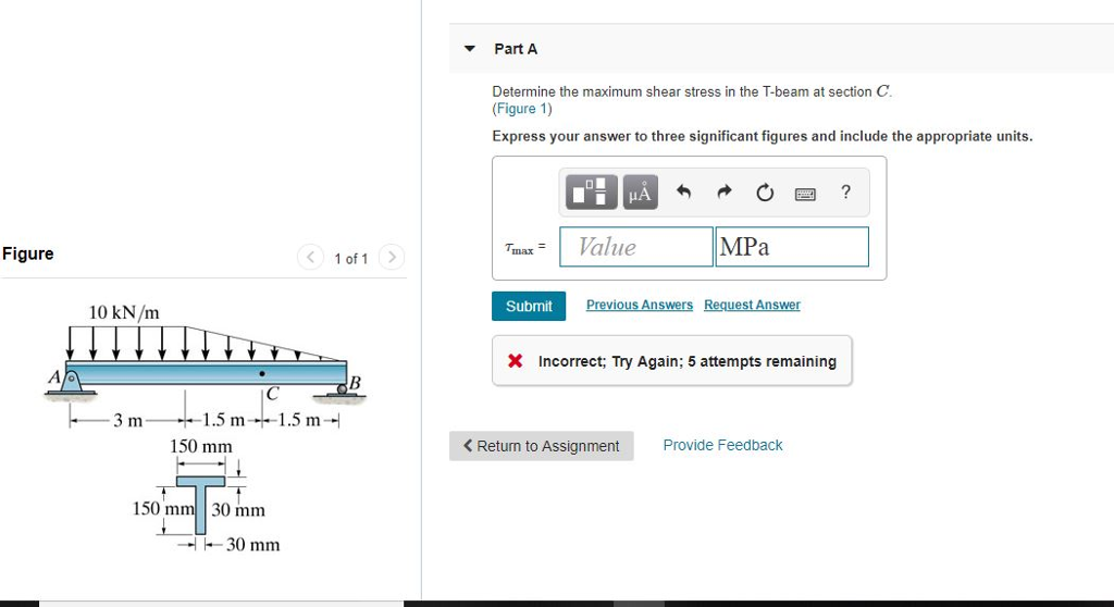 Solved Part A Determine the maximum shear stress in the | Chegg.com