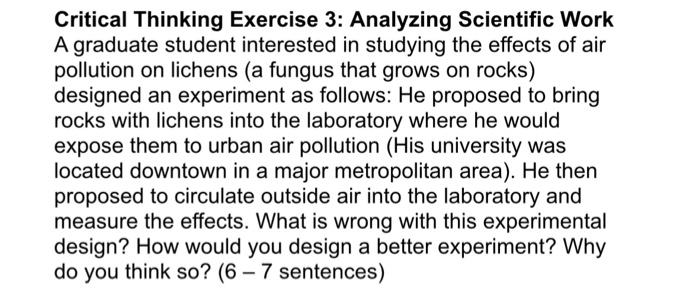 Solved Critical Thinking Exercise 3: Analyzing Scientific | Chegg.com