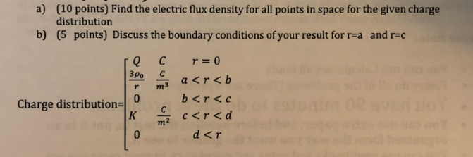 Solved a) (10 points) Find the electric flux density for all | Chegg.com