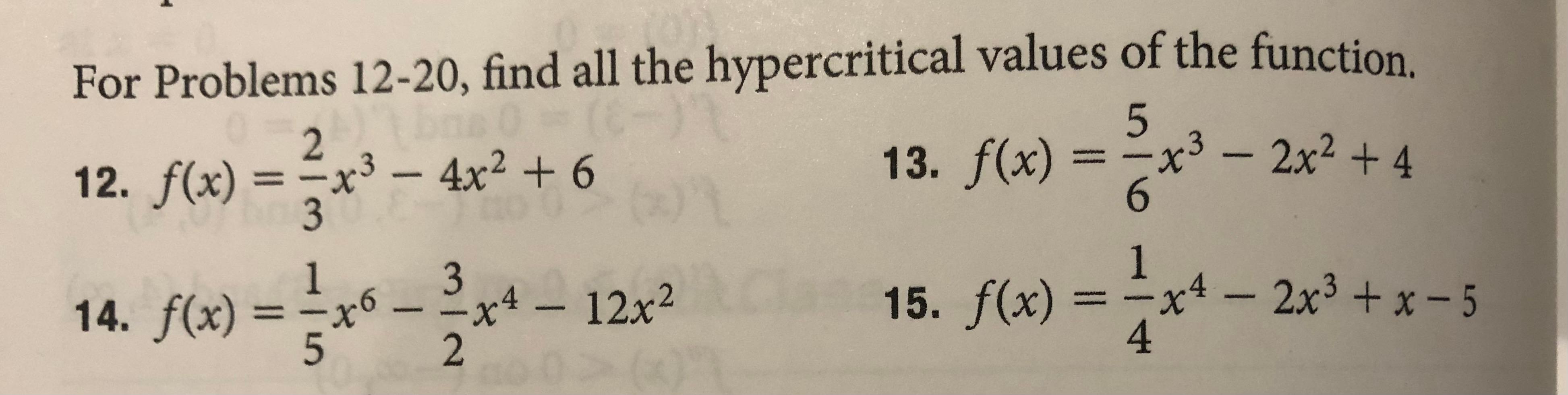 Solved For Problems 12-20, find all the hypercritical values | Chegg.com