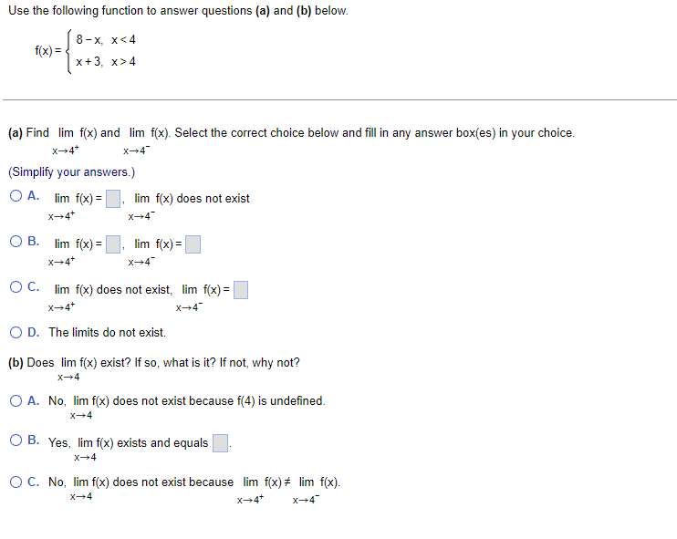 Solved Use the following function to answer questions (a) | Chegg.com