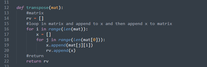Solved transpose(mat) Description: Returns a copy of the | Chegg.com