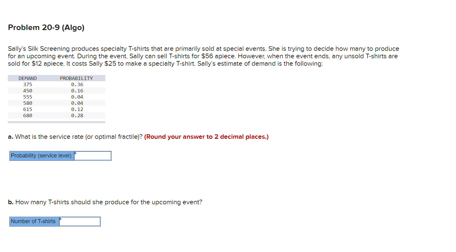 Solved Problem 209 (Algo) Sally's Silk Screening produces