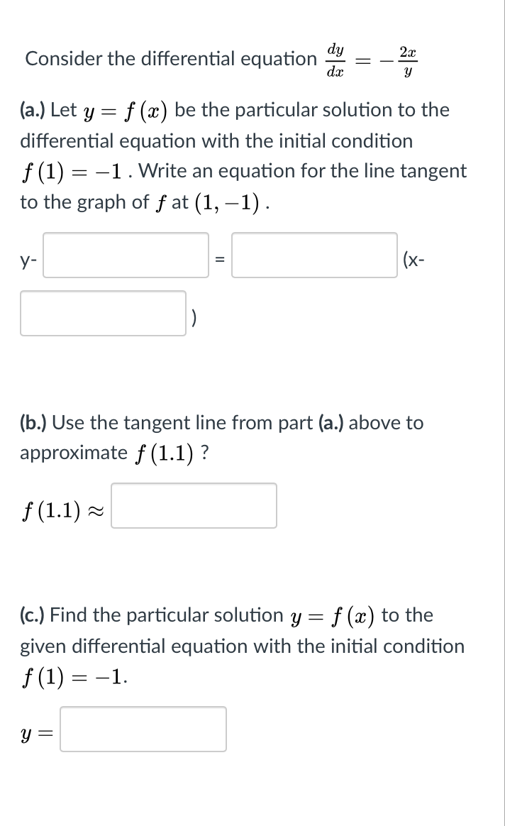 Solved dy Consider the differential equation dc = 2.c Y (a.) | Chegg.com