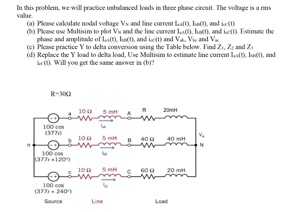 Solved In This Problem, We Will Practice Unbalanced Loads In | Chegg.com