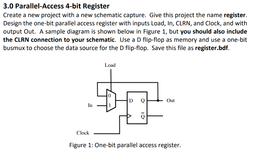 Solved 3.0 Parallel-Access 4-bit Register Create a new | Chegg.com