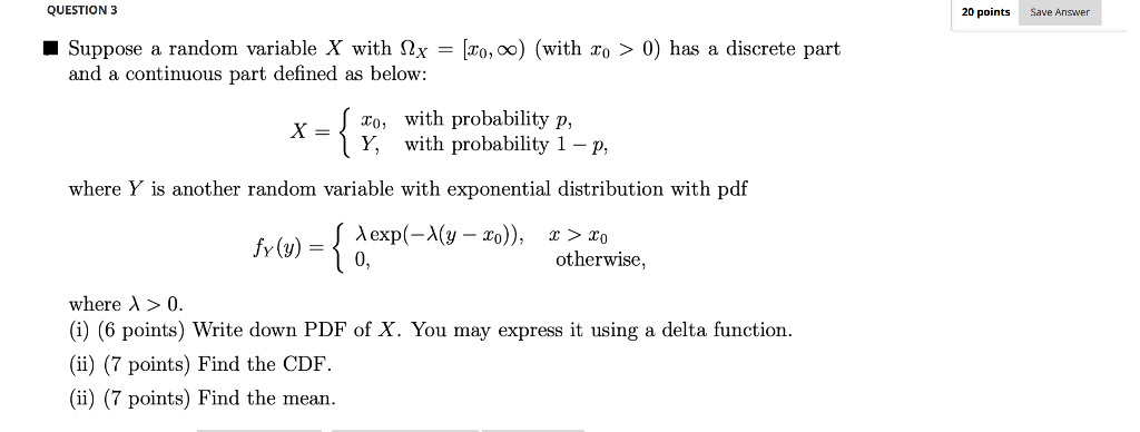 Solved QUESTION 3 20 points Save Answer Suppose a random | Chegg.com