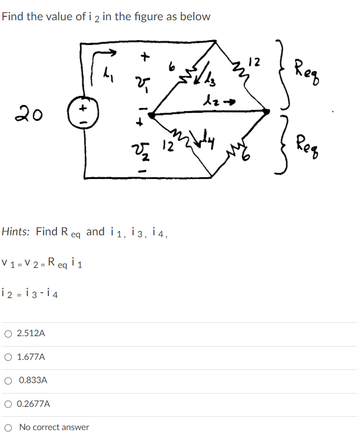 Solved Find the value of i 2 in the figure as below 12 by | Chegg.com
