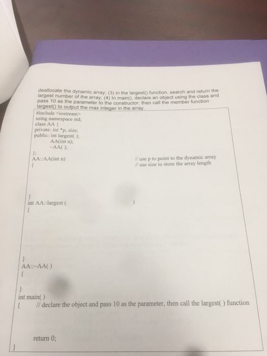 Solved 2. (8 points) In the following program, a class AA | Chegg.com