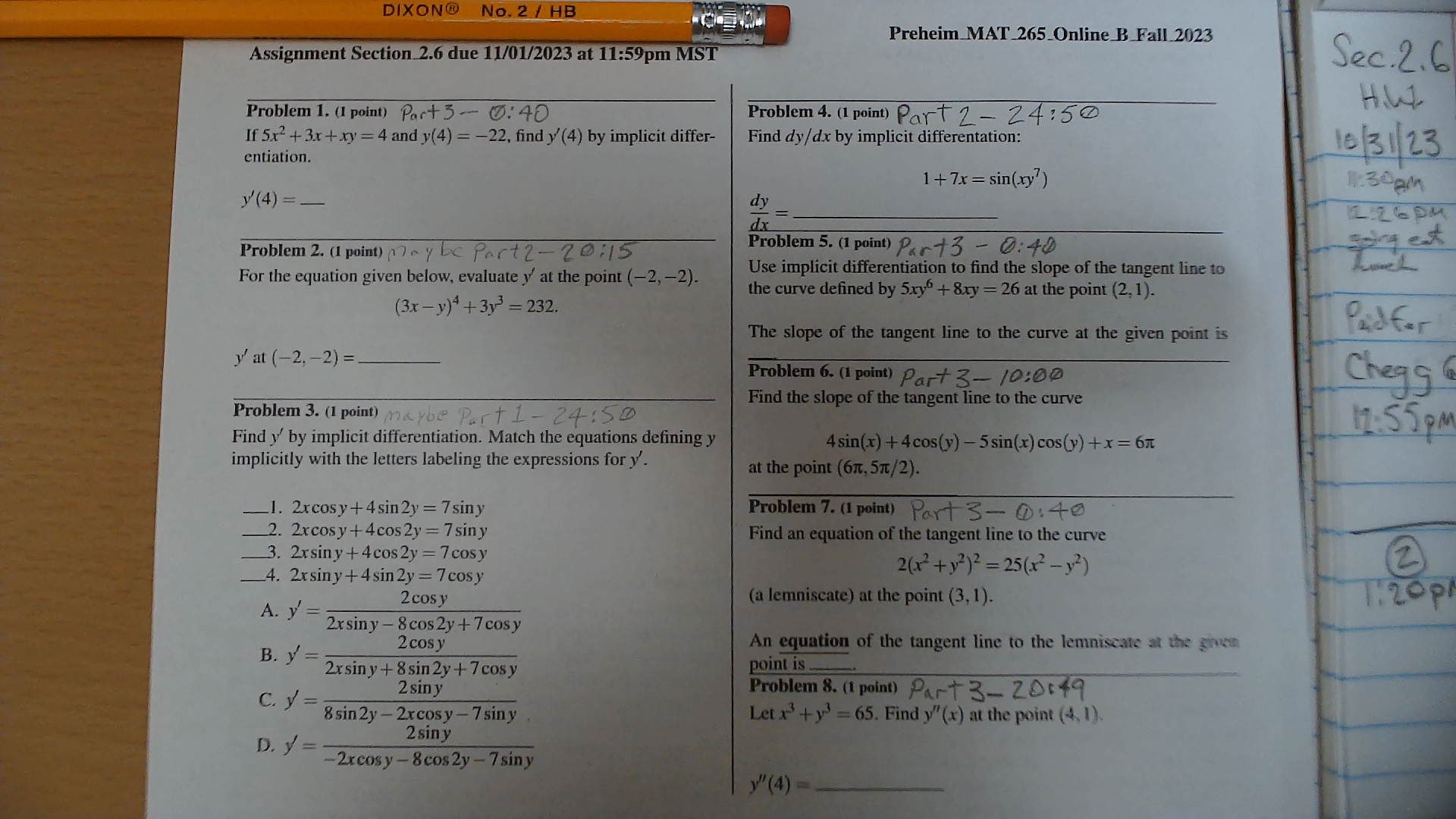 Solved Preheim_MAT 265_Online B_Fall 2023 Assignment Section | Chegg.com