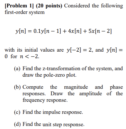 Solved [Problem 1] (20 points) Considered the following | Chegg.com
