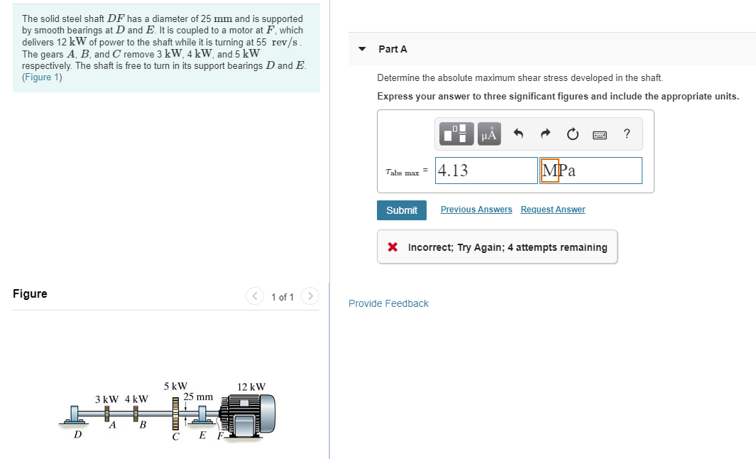 Solved The solid steel shaft DF has a diameter of 25 mm and | Chegg.com