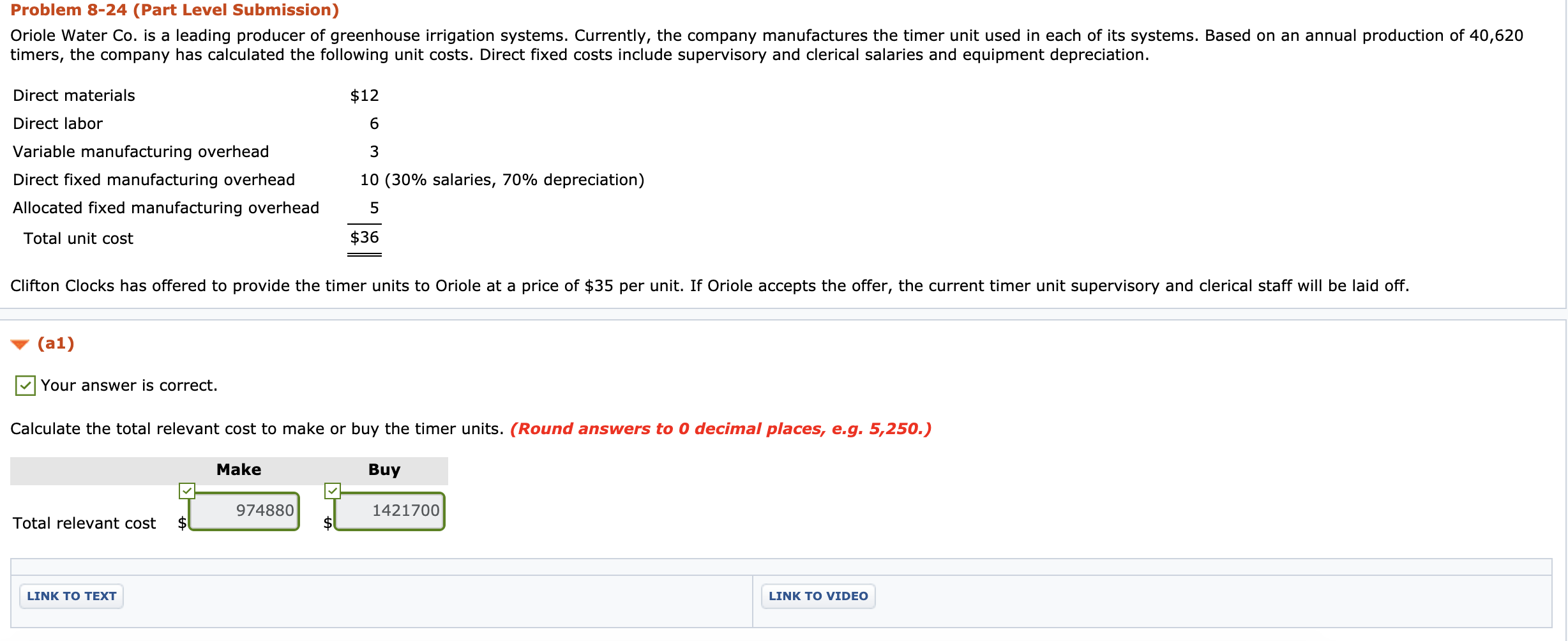 Solved Problem 8-24 (part Level Submission) Oriole Water Co. 