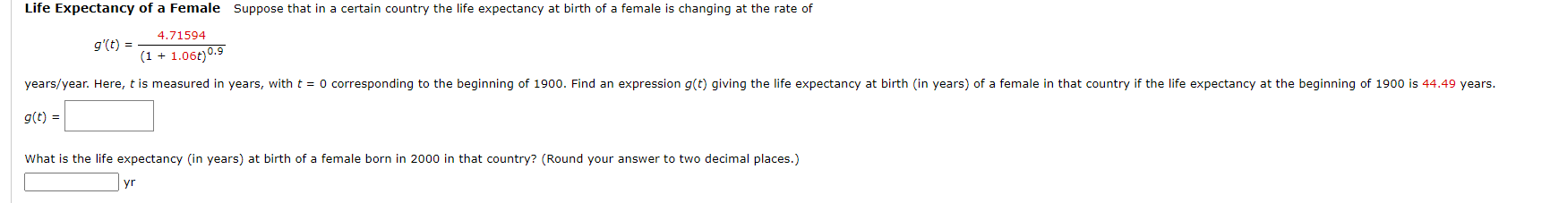 Solved Life Expectancy of a Female Suppose that in a certain | Chegg.com