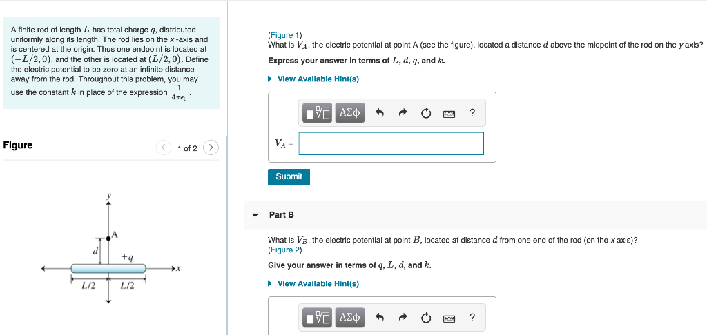 Solved A Finite Rod Of Length L Has Total Charge Q, 