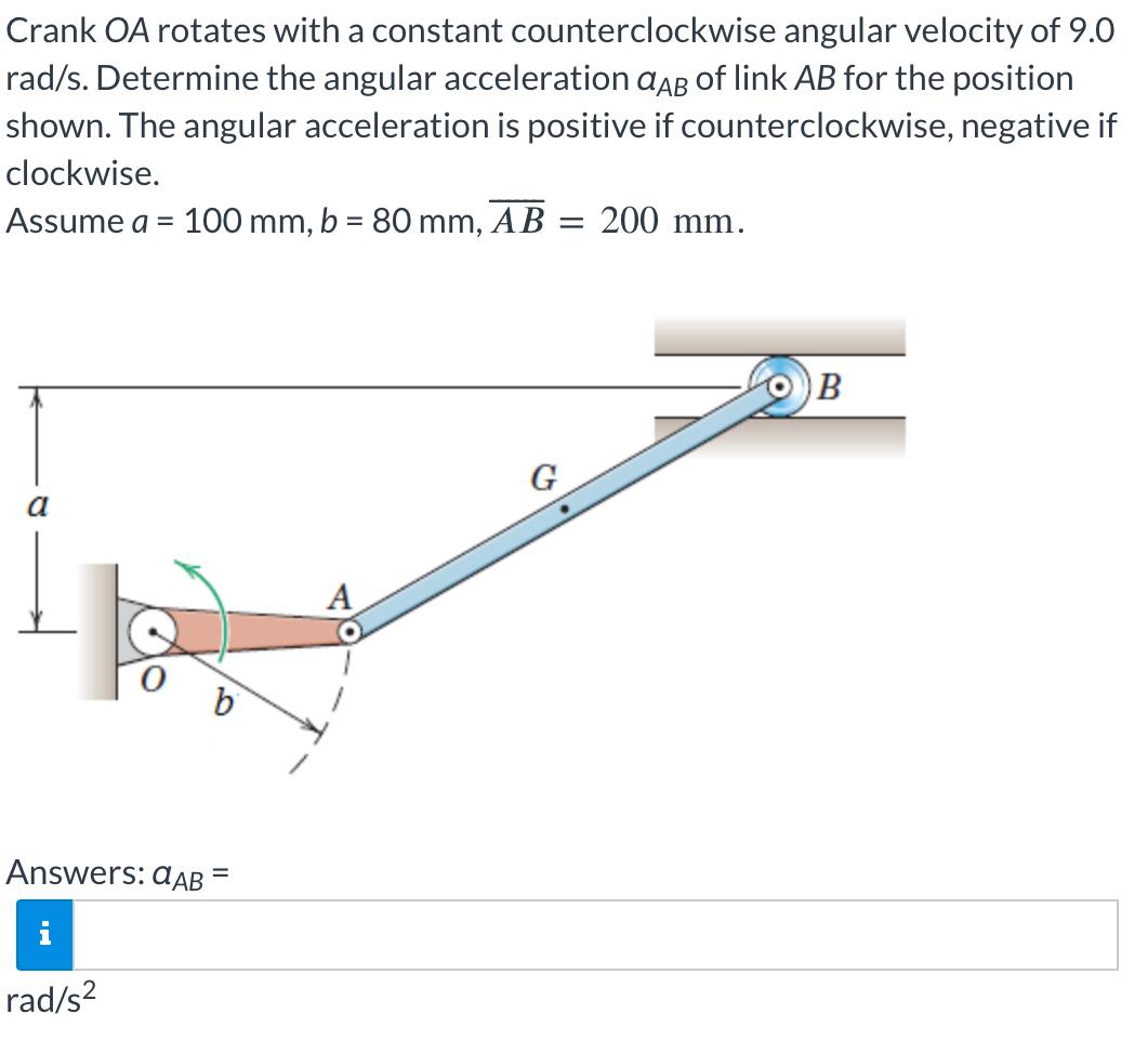 Solved Crank OA rotates with a constant counterclockwise