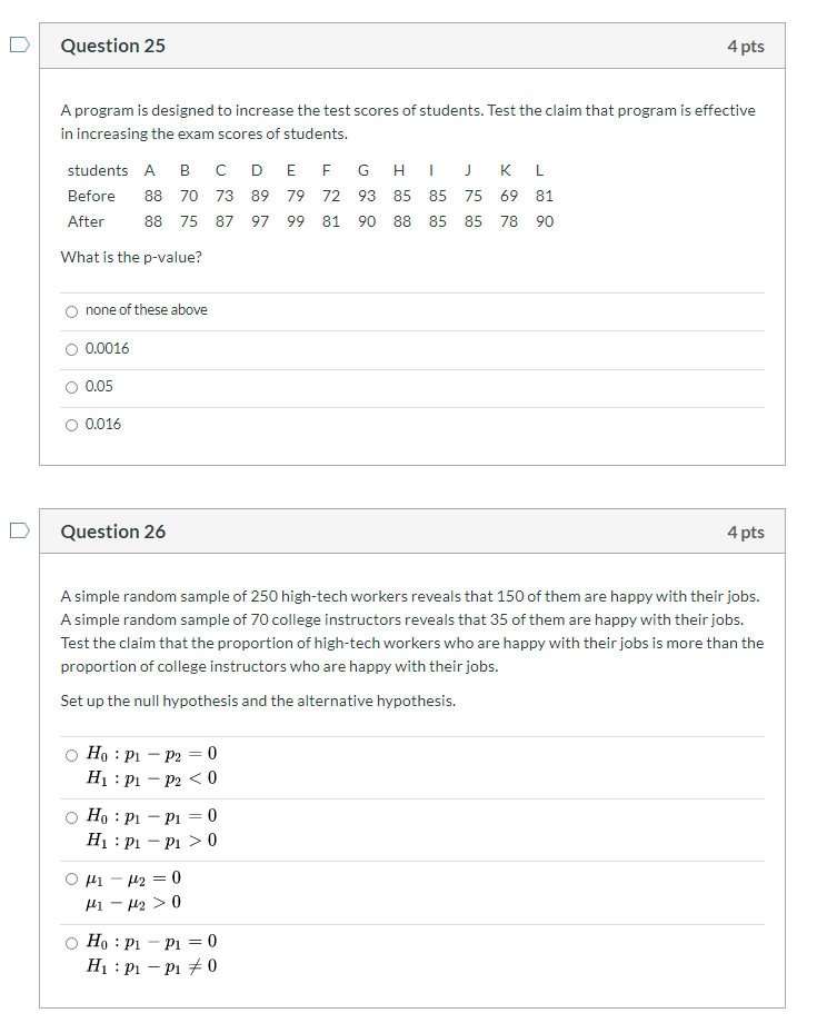 Solved Question 25 4 pts A program is designed to increase | Chegg.com