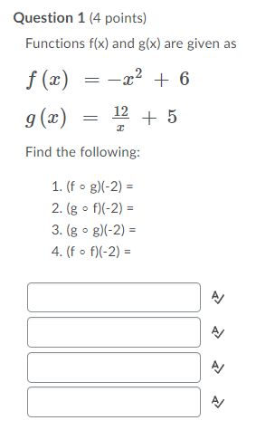 Solved Question 1 (4 points) Functions f(x) and g(x) are | Chegg.com