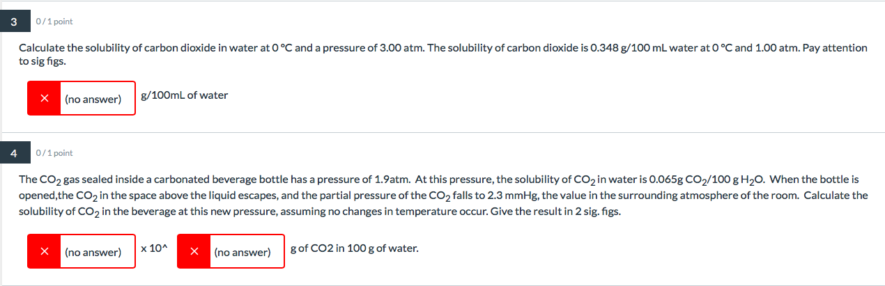 Solved The solubility of CO2 in water is 0.161g/100 mL at 20 | Chegg.com