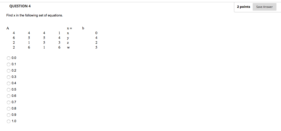 Solved QUESTION 4 2 points Save Answer Find x in the | Chegg.com