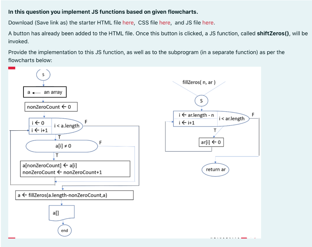 Solved In this question you implement JS functions based on | Chegg.com