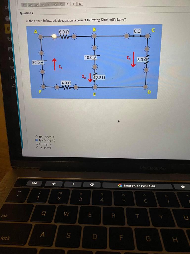 Solved 9 10 Question 7 In the circuit below, which equation | Chegg.com