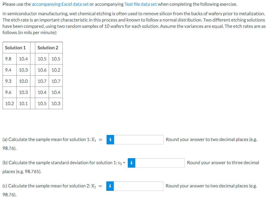 Solved Please use the accompanying Excel data set or | Chegg.com