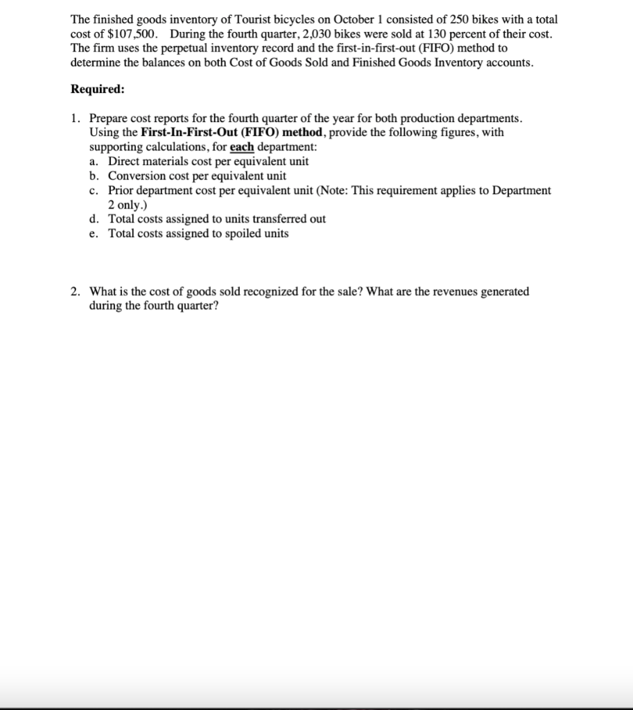 CASE SANDERS CYCLE COMPANY PROCESS COSTING Sanders