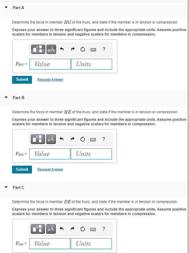 Solved P=1300lbDetermine the force in member HG of the | Chegg.com