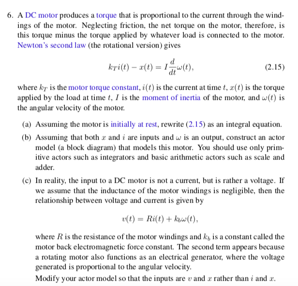 Solved A DC motor produces a torque that is proportional to | Chegg.com