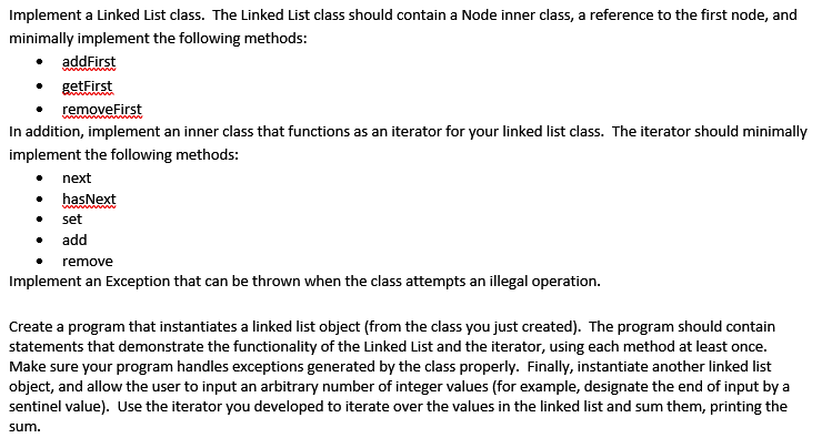 how to implement linked list in class