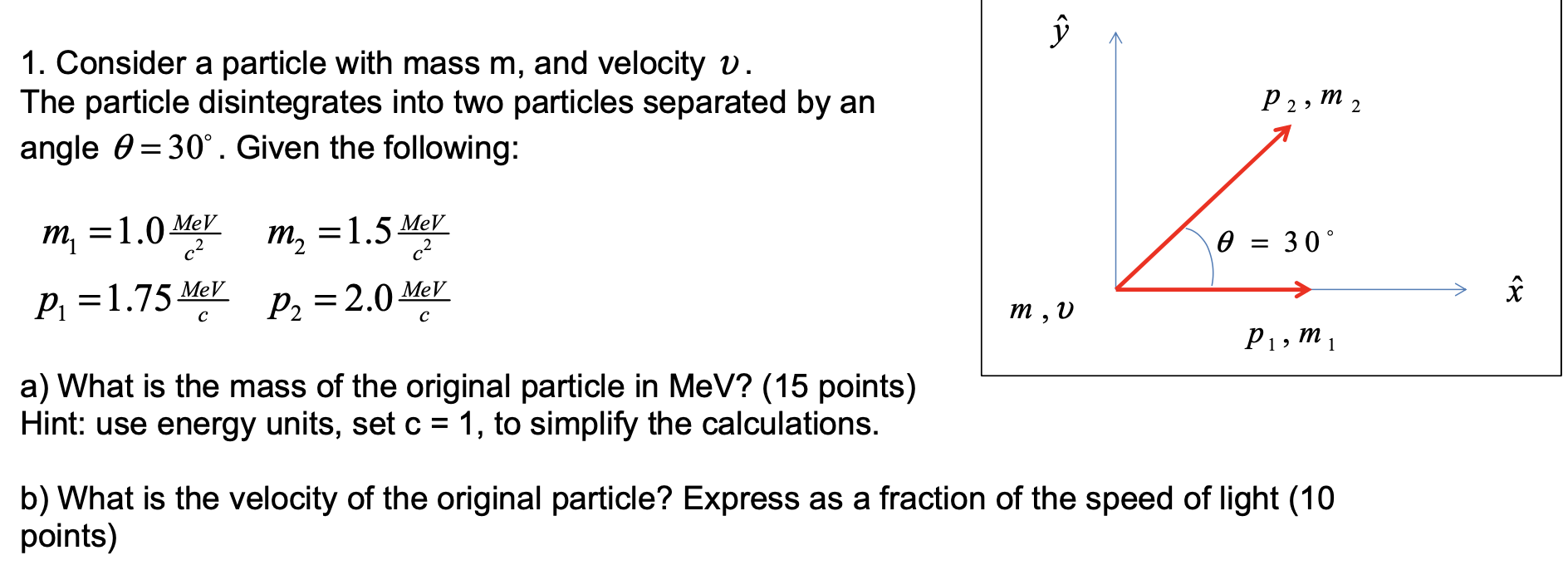 Solved U 1 Consider A Particle With Mass M And Velocity Chegg Com