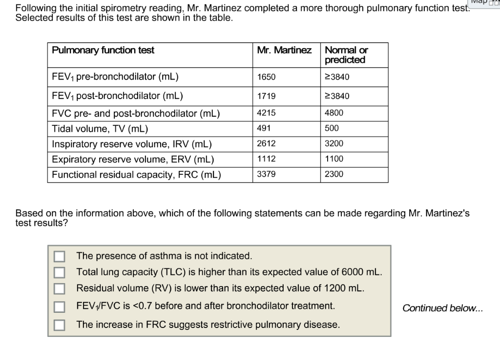 Solved Following the initial spirometry reading, Mr.