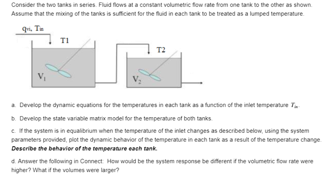 Solved Consider the two tanks in series. Fluid flows at a | Chegg.com