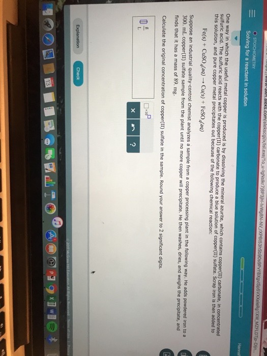 Solved Solving for a reactant in solution One way in which | Chegg.com