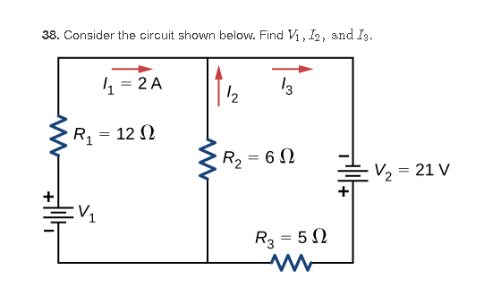 Solved 38. Consider The Circuit Shown Below. Find V1, 12, | Chegg.com