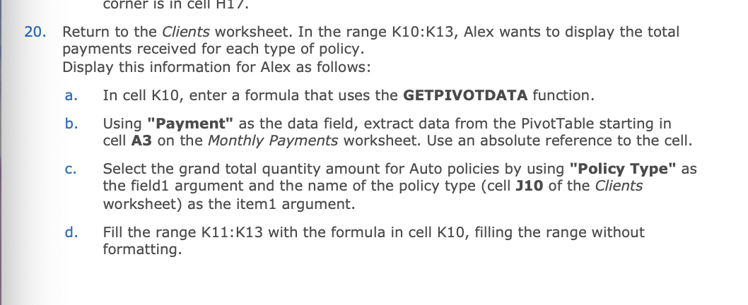 20. Return to the Clients worksheet. In the range | Chegg.com