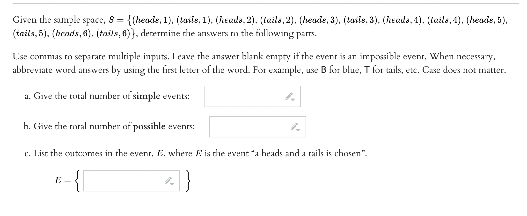 Solved For each of the following, state the sample space for | Chegg.com