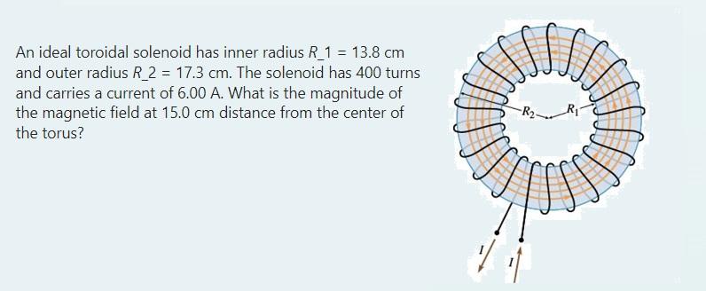 Solved An ideal toroidal solenoid has inner radius R−1=13.8 | Chegg.com
