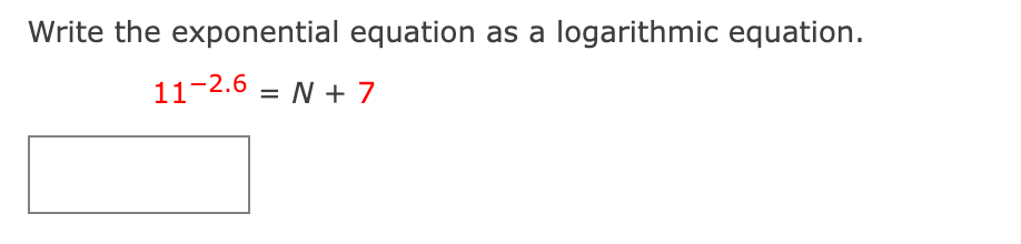 Solved Write the exponential equation as a logarithmic | Chegg.com