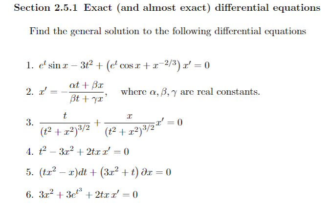 Solved Section 2.5.1 Exact (and Almost Exact) Differential | Chegg.com