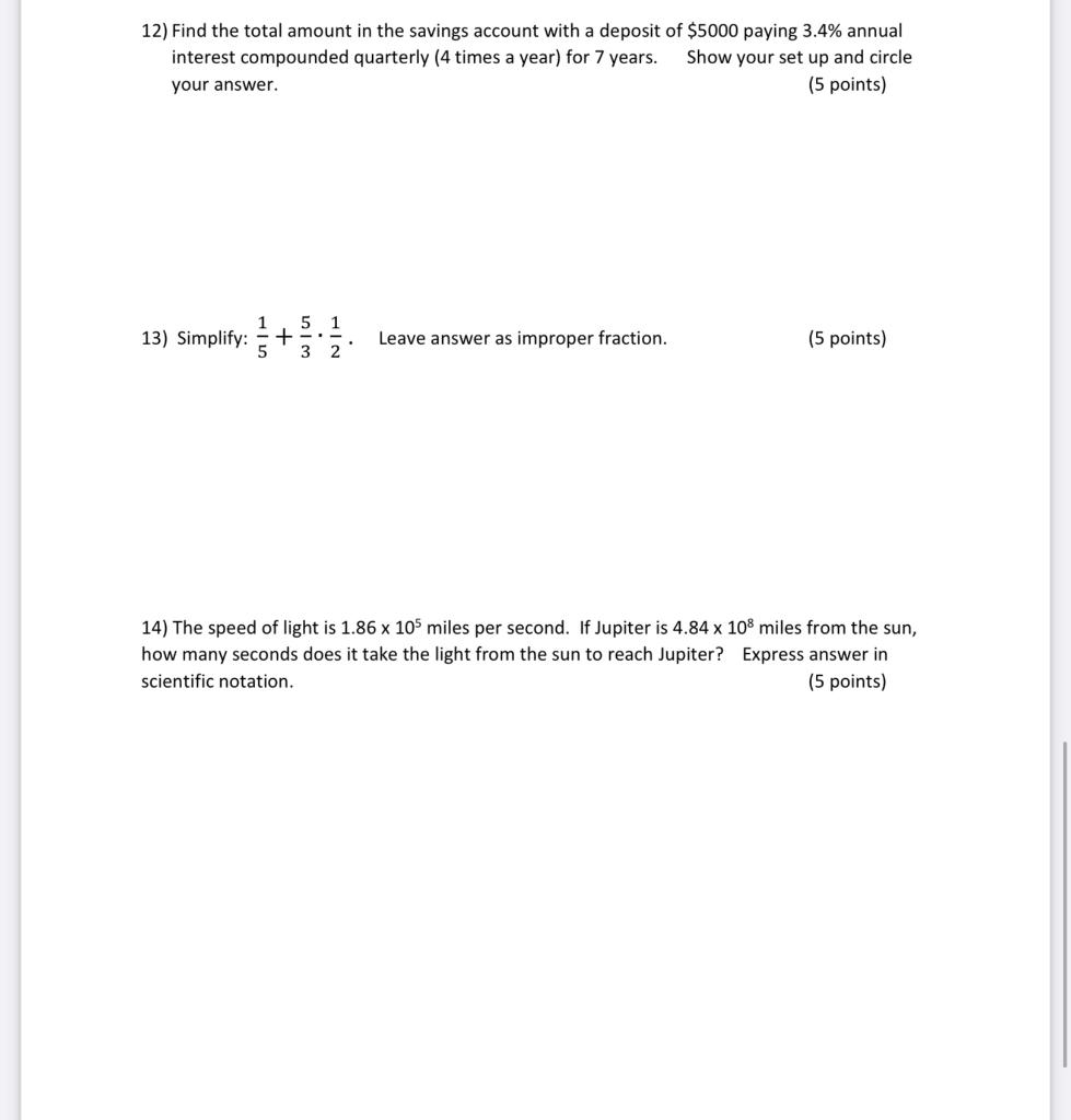 Solved 12) Find the total amount in the savings account with | Chegg.com