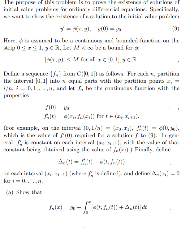 Solved The purpose of this problem is to prove the existence | Chegg.com